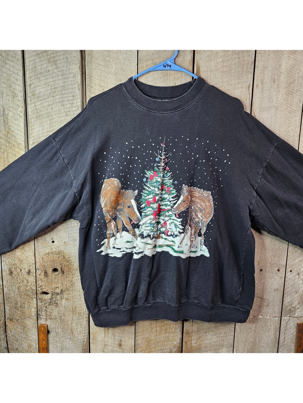 Vintage Sun Sportswear Christmas Horse Sweater Men's L 90s Made in Peru Holiday